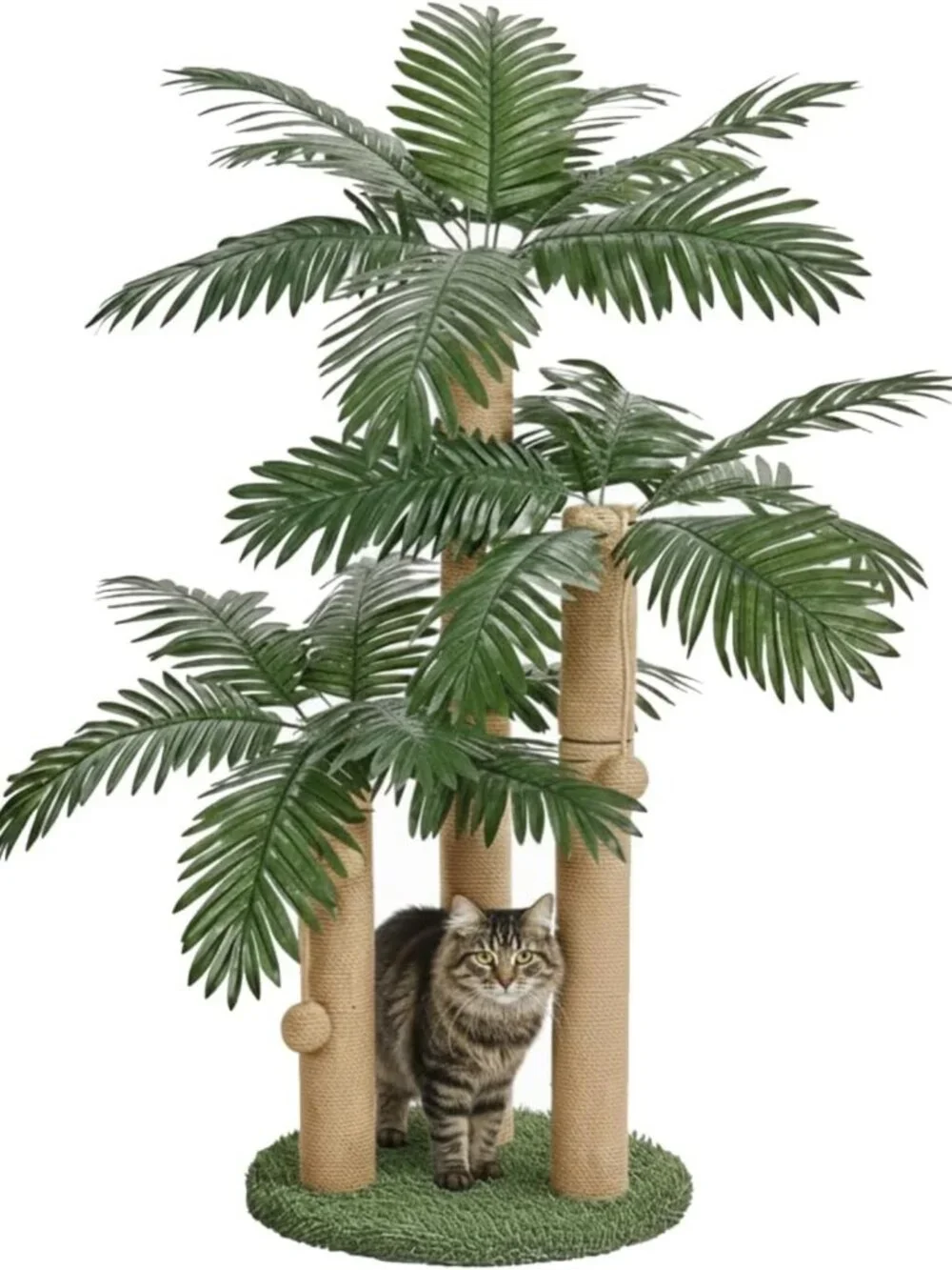 31.5-Inch Cat Scratching Post Tree with 3 Poles & 2 Dangling Balls for Indoor